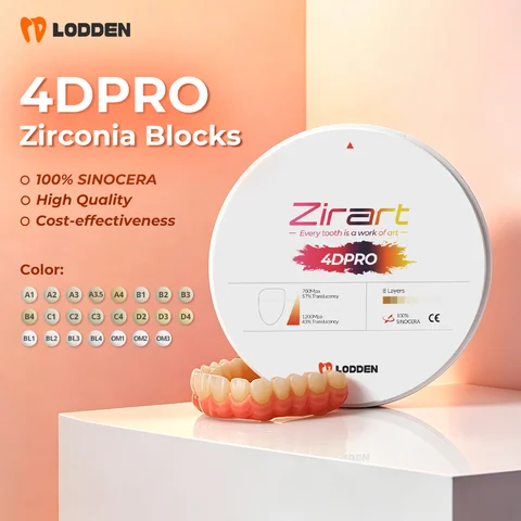 Lodden 4D Pro Dental Zirconia Block 98x10-25mm Multilayer Zirconia Disc Dental Lab CAD CAM Open System Material