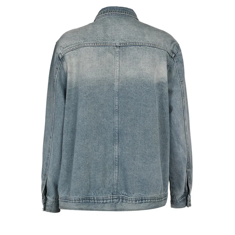 EAEOVNI Vintage Denim veste femmes conception irrégulière bouton poches Streetwear manteau d'extérieur mode 2025 nouveaux vêtements