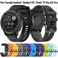 22mm 26mm QuickFit Silicone Strap For Garmin Instinct 2X Strap Fenix 6X 7X Pro 5X Plus Band Sport Bracelet For Fenix 7 6 5 Watch