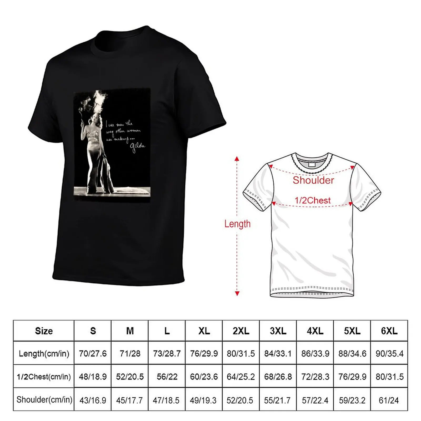 Gilda Lobby Display - Rita Hayworth I use men the way women use makeup... T-Shirt Basic Breathable Solid Color T-Shirt