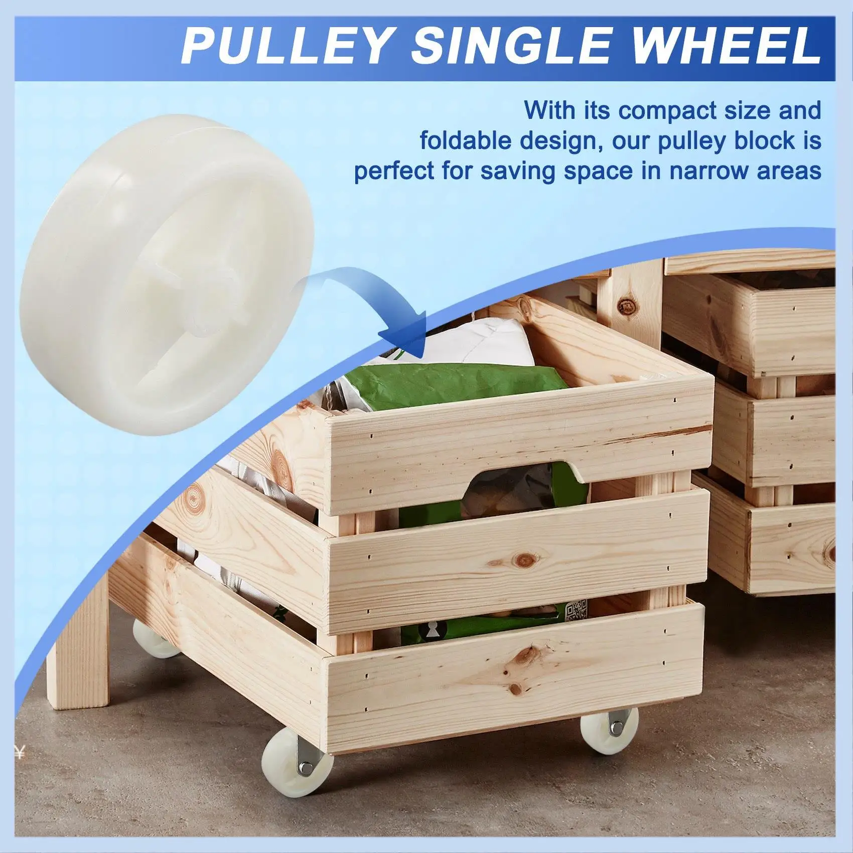 AS63-3 Inch Single Wheel Light White PP Plastic Small With Diameter 72Mm Smooth Piece Folding Bed Pulley 10Pcs