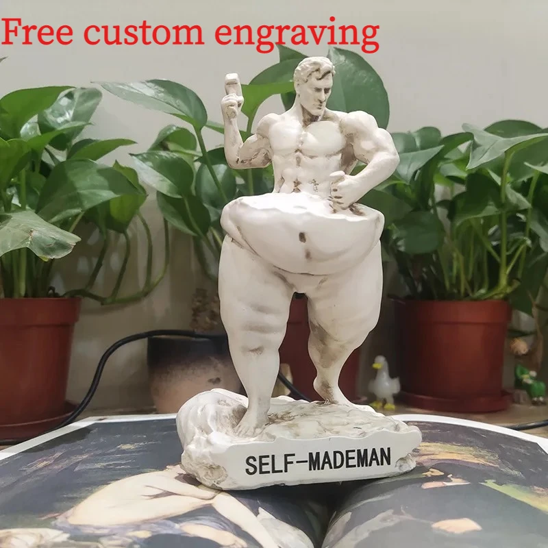 Free Custom Engraving Resin Sculpture Weight Loss Motivational Statue Figure Fitness Gym Tabletop Decor Inspirational Gift
