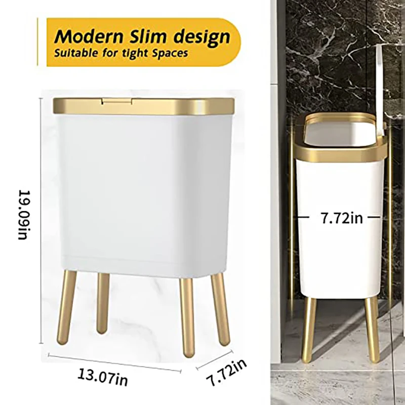 Luxury Large Capacity Trash Can Gold Luxury Trash Can High push Plastic Kitchen Trash Can with Lid Bathroom Trash Can