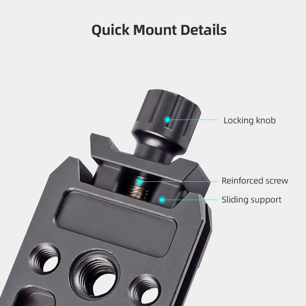 Aluminum Alloy Quick Release QR Plate Clamp with Arca QR Plate Slot 3/8-inch & 1/4-inch Screw Hole for DJI RS2/RSC2/RS3 QR Plate