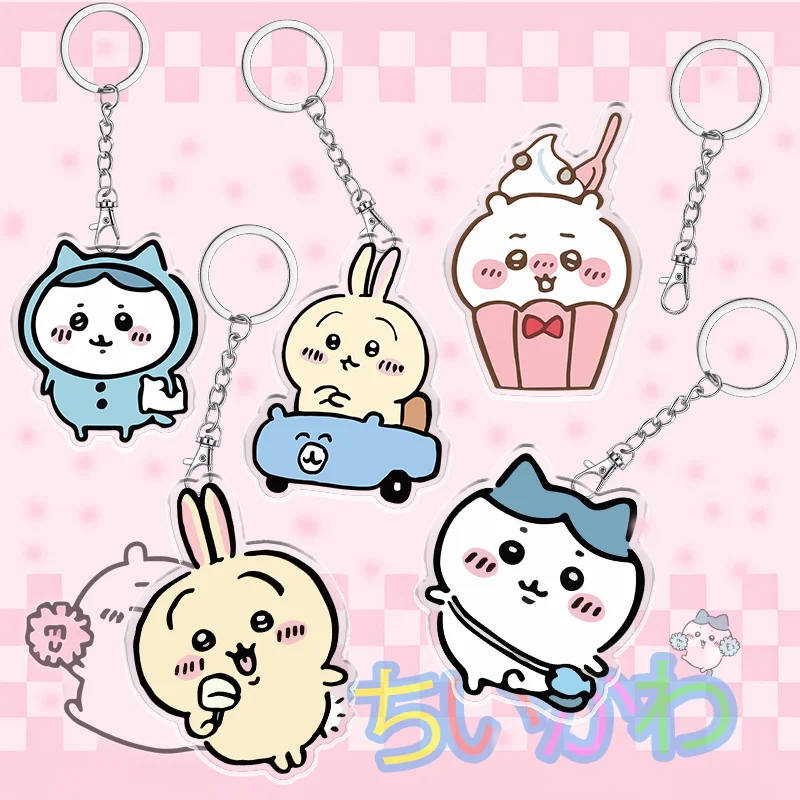 Chiikawa Schlüsselanhänger Usagi Schulranzen-Anhänger Student Kawaii 6cm Anime Acryl Transparent Zubehör Kindergeschenke Niedliche Accessoires