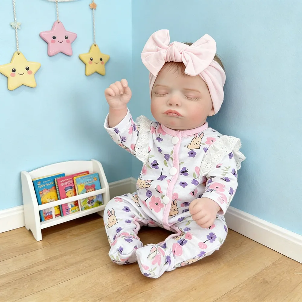 45CM Vollvinyl Reborn Baby Puppe Rosalie Neugeborenes Mädchen Handbemalte 3D-Haut mit Sichtbaren Venen Bonecas Bebes Reborn