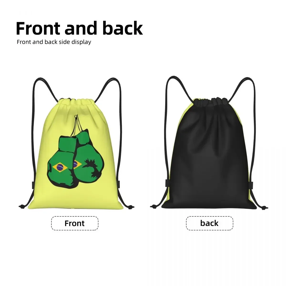 Brazil Flag Drawstring Backpack Women Men Gym Sport Sackpack Portable Brazilian Boxing Gloves Training Bag Sack