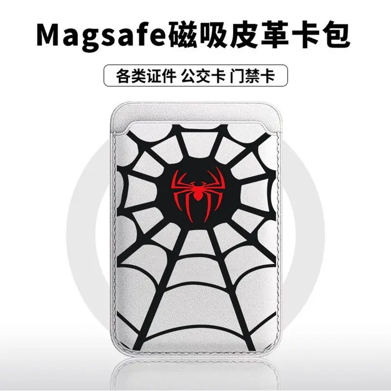 Personalized Spider Pattern for Magsafe Card Holder for iPhone XIAOMI Samsung Phone Case Leather ID Subway Card Holder Slot Y2k