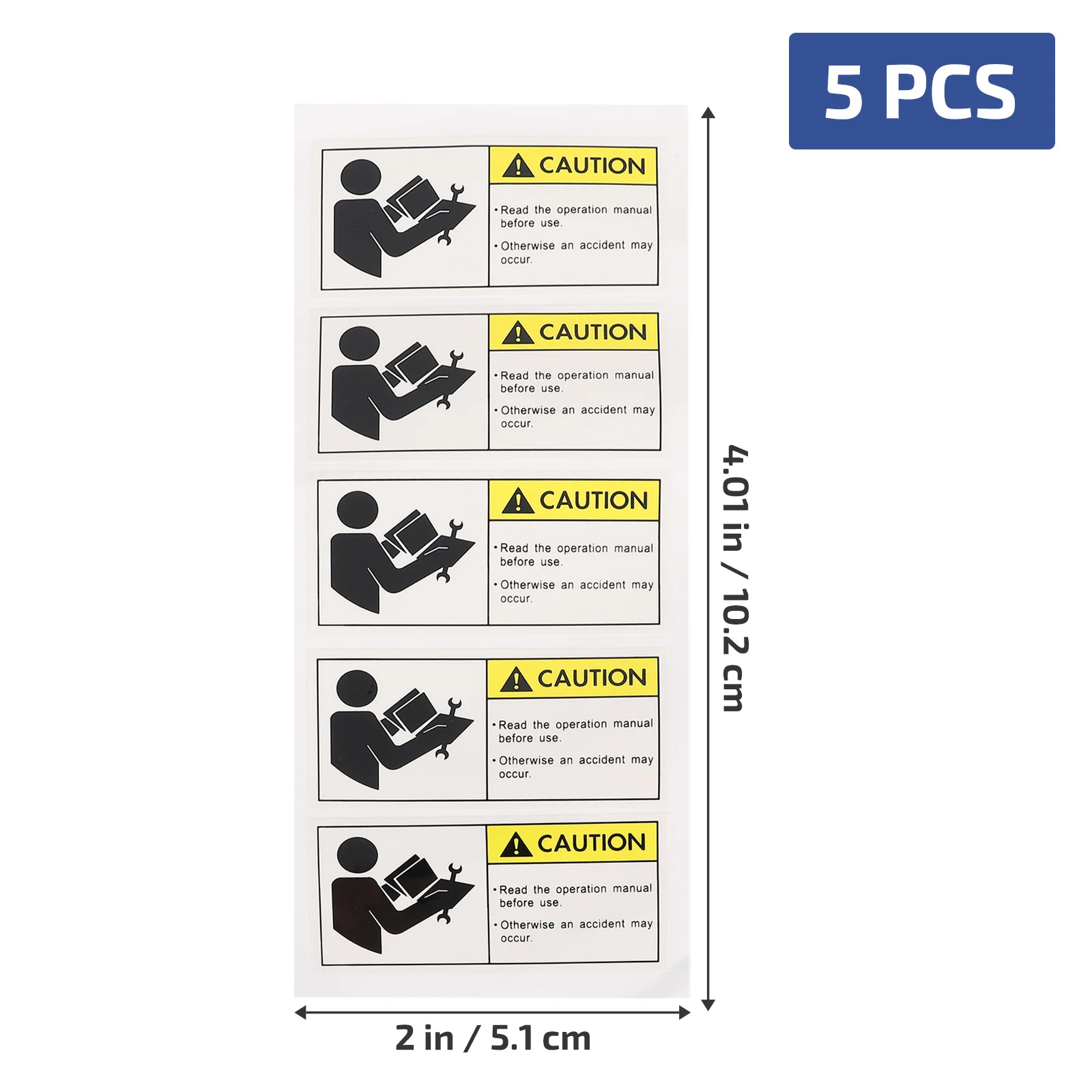 5Pcs Safety Warning Sign Sticker Reliable Caution Reading Instruction Warning Decal for Equipment Community Center Office