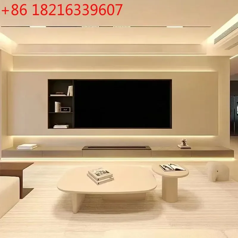 YAO75 85 100 Inch Stainless Steel TV Niche Embedded Metal Wall Recessed Hotel TV Background Frame Spot