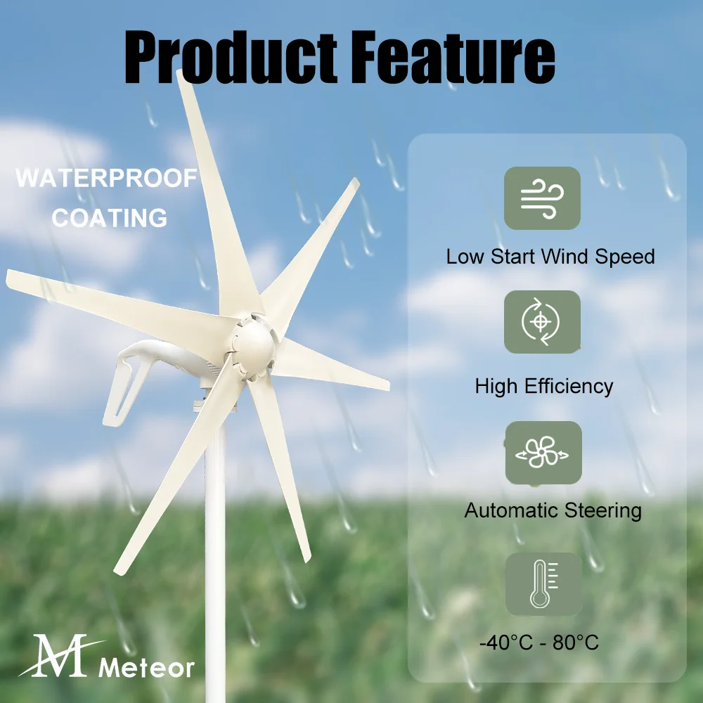 Imagem -03 - Gerador de Turbina Eólica para Casa Gerador de Turbina de Água Gerador de Energia Livre com Controlador Mppt 600w 800w kw 12v 24v