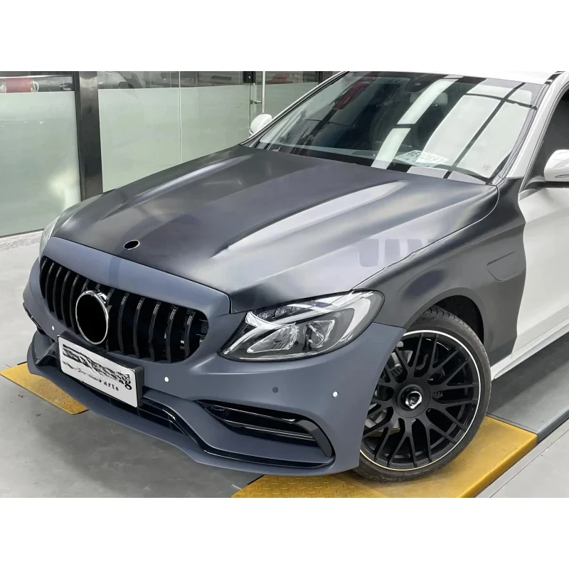

Body Kit 2015+ W205 C Class C200 C250 C300 to C63 Bodykit Front Rear Car Bumper Engine Hood
