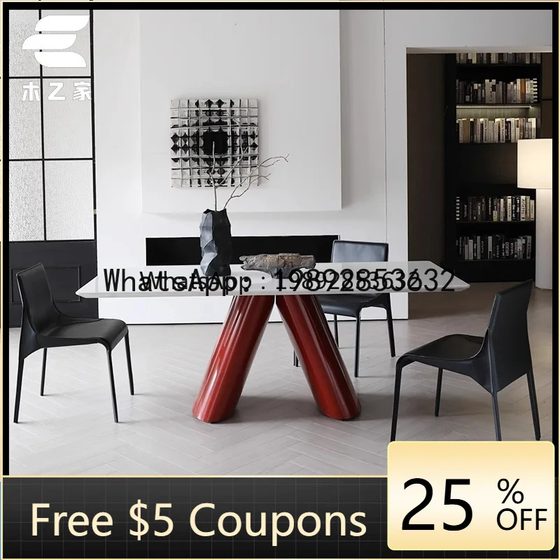 

Z3 Italian Minimalist Marble Dining Table Stainless Steel Rectangular Modern Simple Dining Table and Chair Set