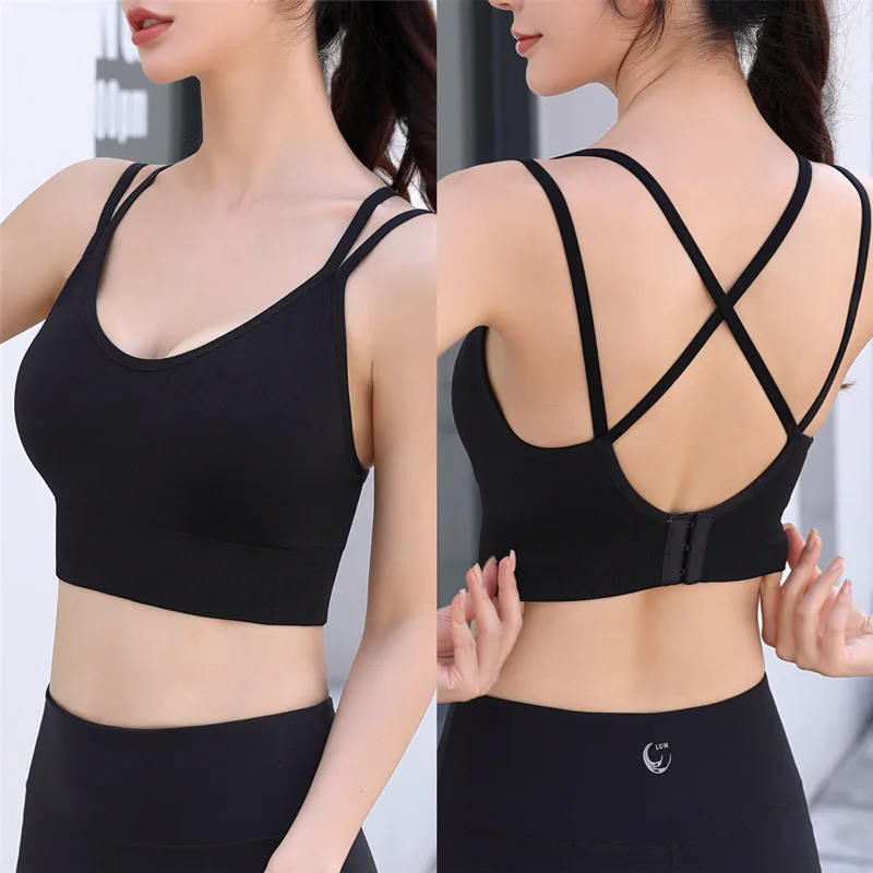 

Women’s Beauty Back Yoga Bras All-in-one Quick-Dry Shockproof Gym Fitness Vest Fixed Cup High Strength Gathering Bras For Sports