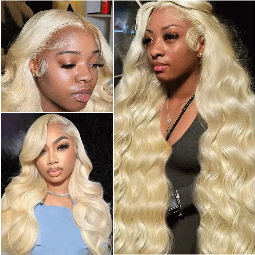 40 Inch 613 Honey Blonde Colored Body Wave Lace Frontal Human Hair Wig Preplucked 13x6 HD Lace Front Wigs For Women 200% Density image 3