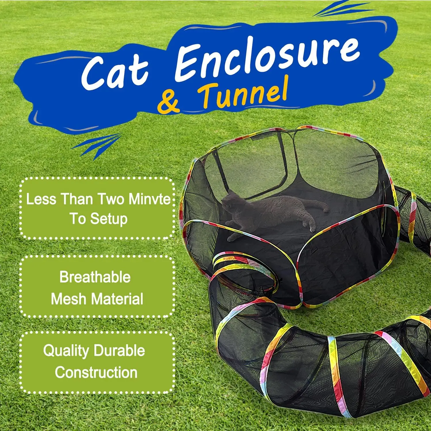 Outdoor portable cat tents, cage-free outdoor cat enclosures, cat tunnels, outdoor cat playgrounds for small animals