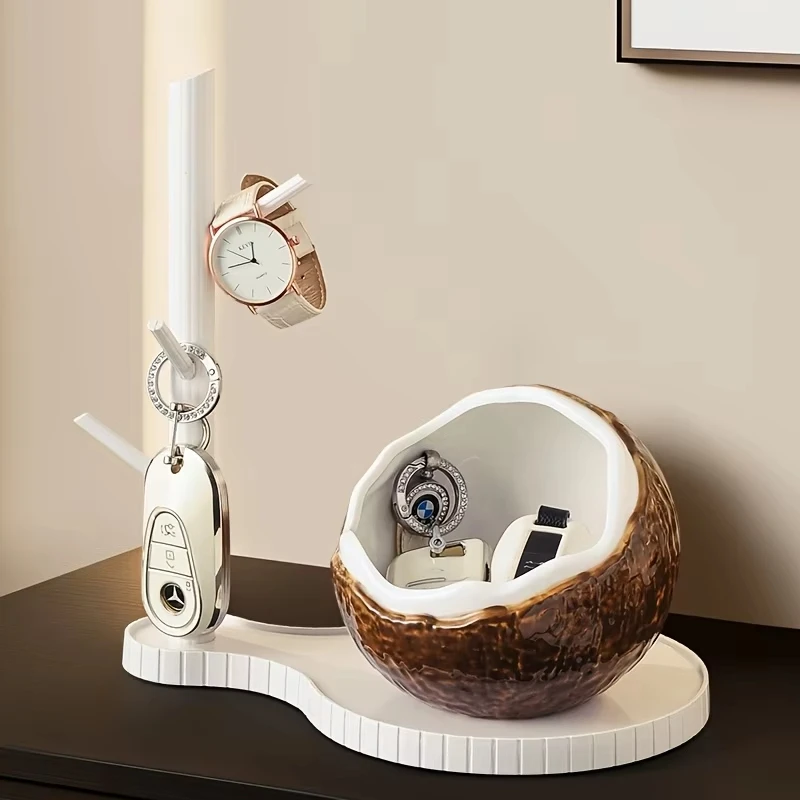 Cute Ceramic Coconut Bowl Coconut Shell Entryway Table Key Bowl Candy Container Fruit and Nuts Holder Home Desk Decoration