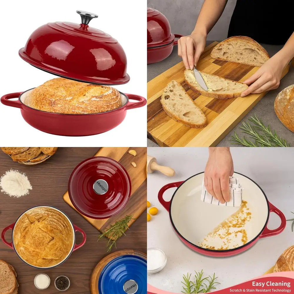 

Голландская печь для выпечки хлеба, 5,4-литровая эмалированная чугунная голландская печь для хлеба, голландская печь для выпечки хлеба на закваске, пригодна для использования в духовке