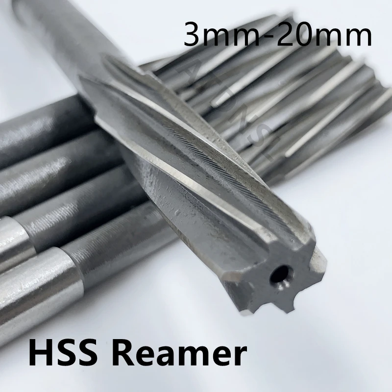 HSS Spiral Flute Machine Reamer H7 D3mm-D20mm CNC Tool Precise Cutting for Metal Steel Aluminum Hole Expansion Drill