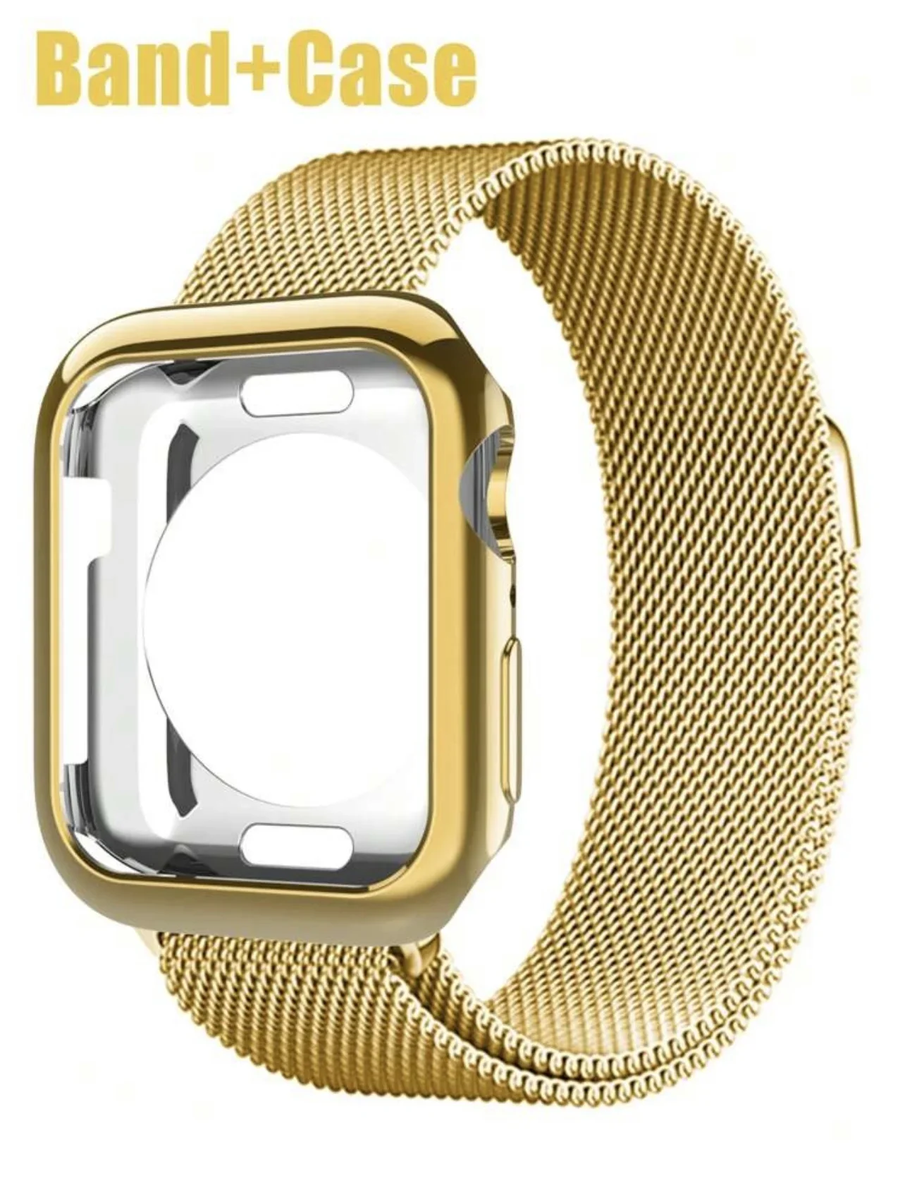 Schöne 2-in-1 Goldband-Schutzhülle für Apple Watch Cover Strap Serie 11/10/9/8/7 38mm 40mm 41mm 42mm 44mm 45mm 46mm