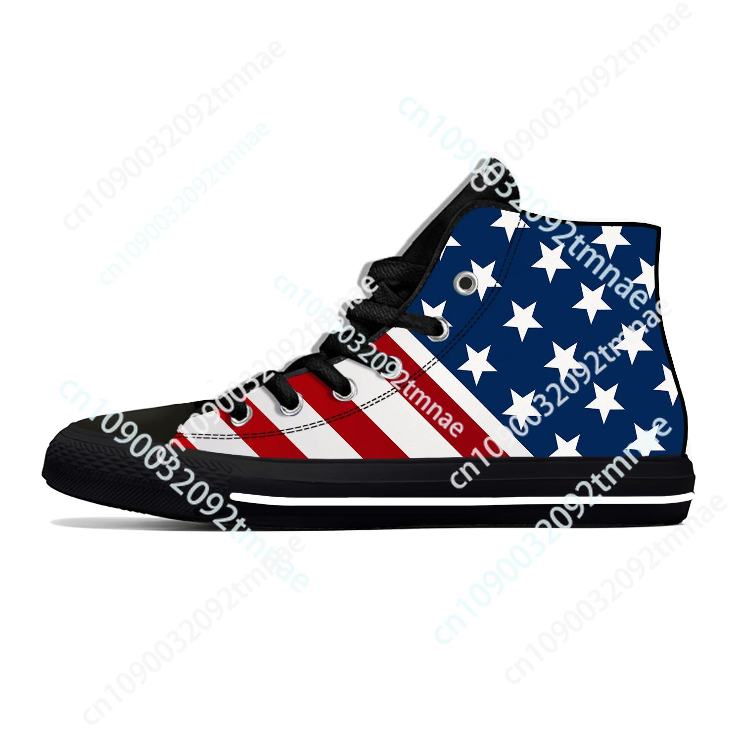 

USA America American Flag Stars Patriotic Pride Casual Cloth Shoes High Top Lightweight Breathable Custom Men Women Sneakers