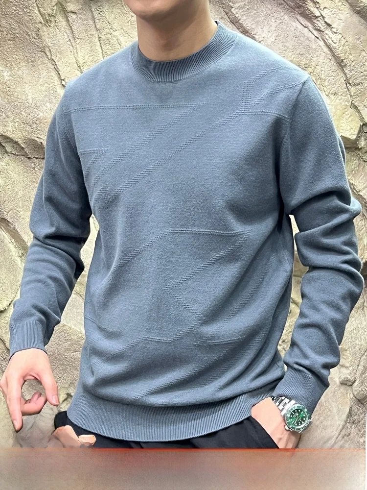 

Эластичный вязаный мужской свитер из мериносовой шерсти Faion Busin для поездок на работу, дышащий свитер с геометрическим узором Long Sve round Ne