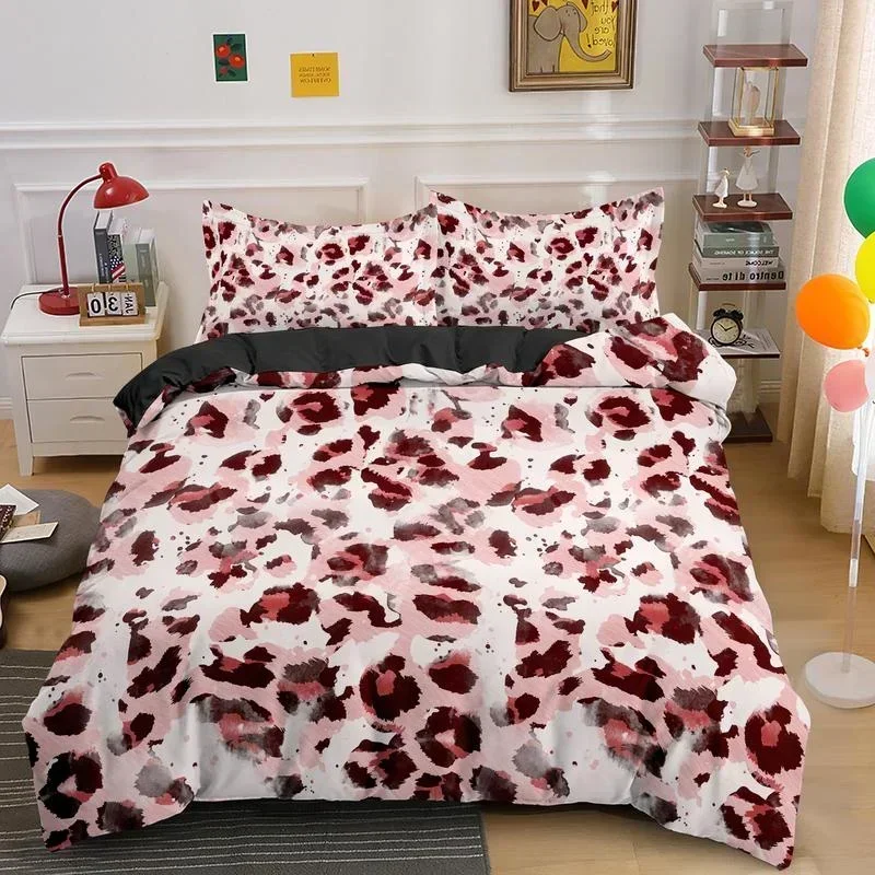 

Duvet Cover Leopard Print Bedding Set Microfiber Print Duvet Cover Wild Animals for Kids Teens Men Women Bedroom Decorations