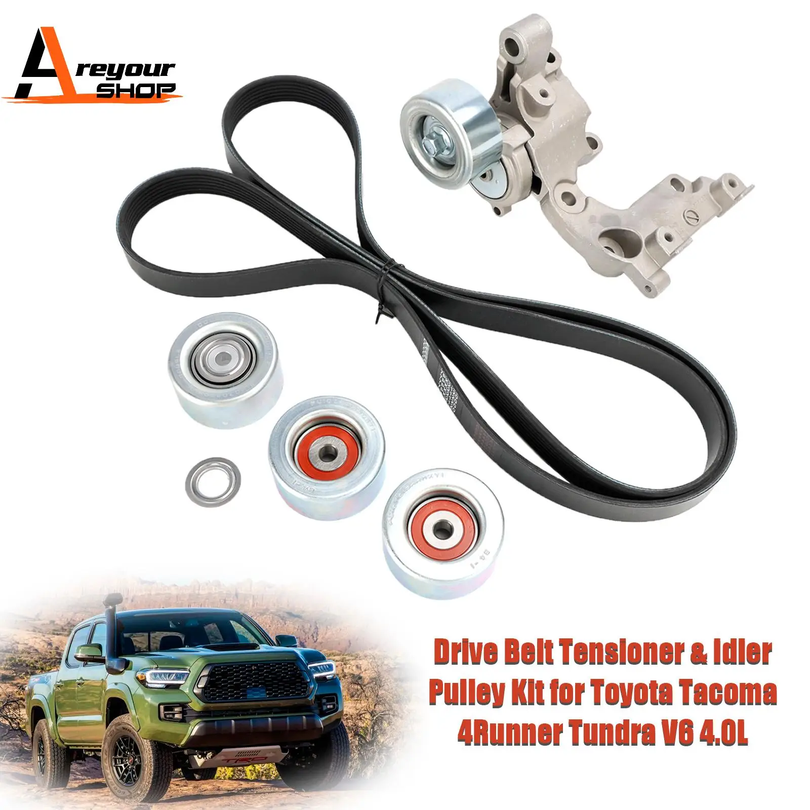 Drive Belt Tensioner & Idler Pulley Kit for Toyota Tacoma 4Runner Tundra V6 4.0L