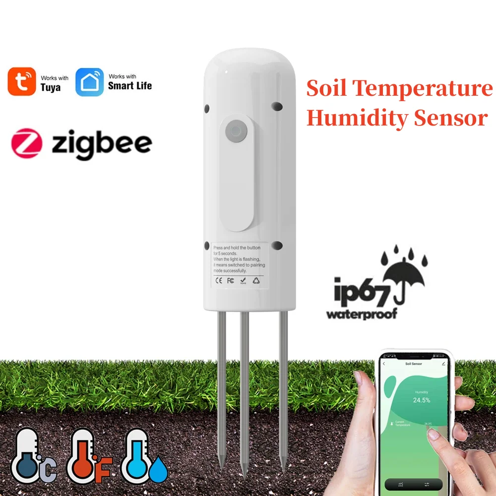 

Tuya Zigbee Soil Temperature Meter Plant Monitor Humidity Tester Sensor IP67 Waterproof Garden Automation Irrigation Smart Life