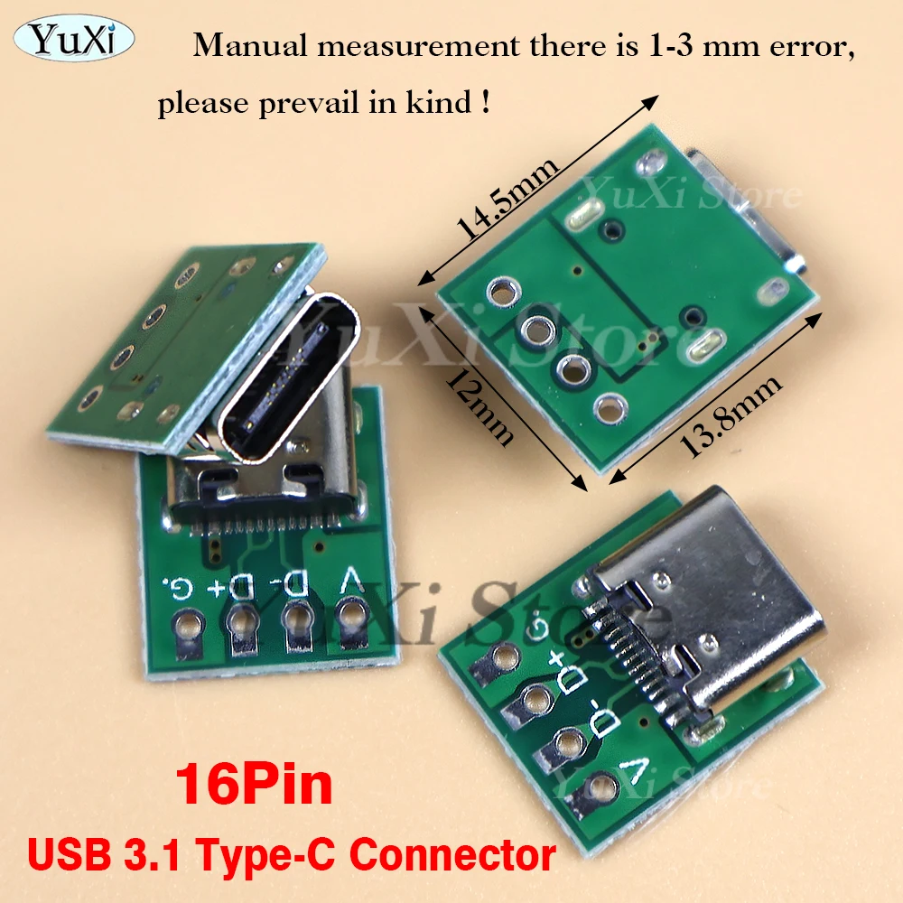 

USB 3.1 Type-C Connector Adapter Socket PCB Board For Test Data Transfer Line Wire Cable Tail Plug Board 16Pin Female Port