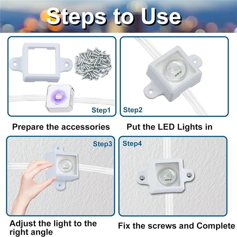 A01F-LED مشبك دعامة تثبيت الضوء لـ Govee H705 مع براغي مقاطع تركيب مقاومة للماء