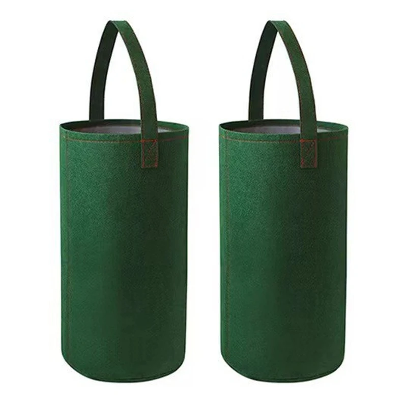 2Pcs Felt Hanging Tomato Grow Bag Upside Down Tomato Hanging Planter Multifunction Strawberry Vegetable Flower Plant Grow Bags