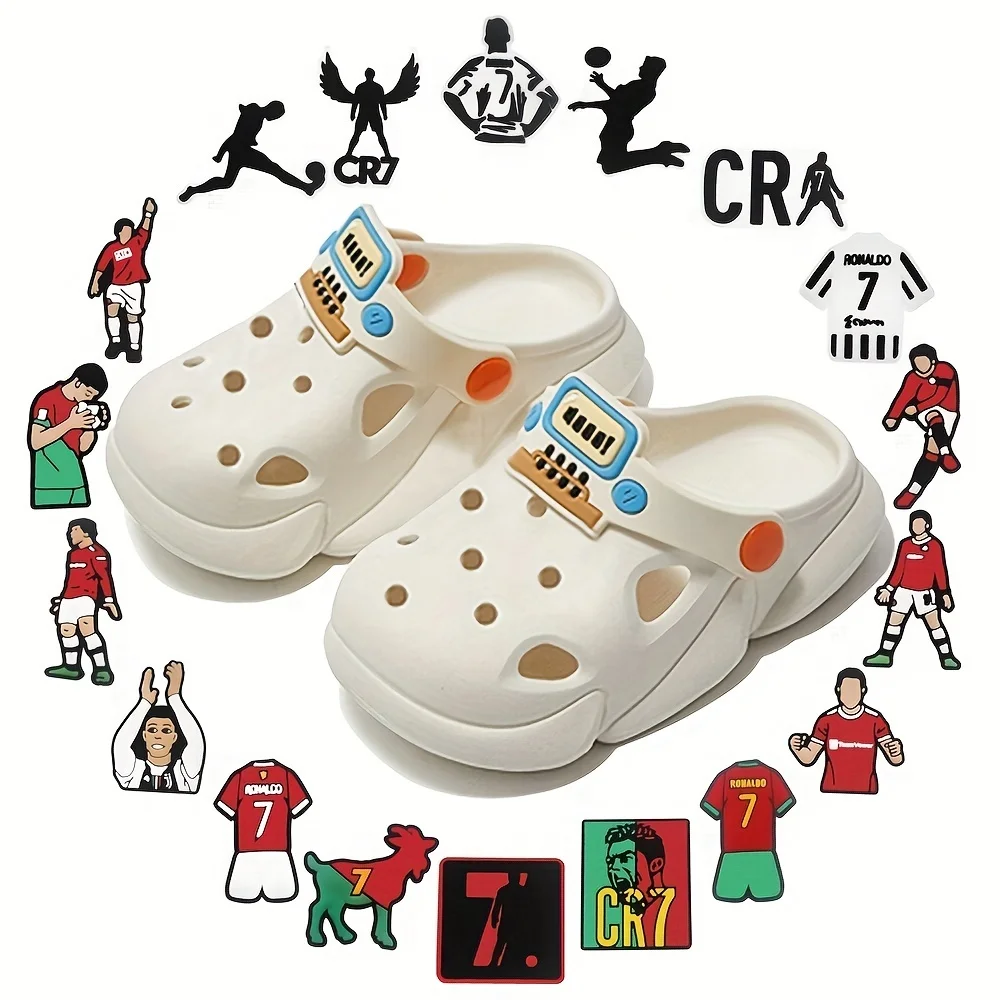 18 Pieces of Cute Cartoon Football Theme Accessories Set Pendant, Suitable for Shoes, Bags, Wristbands, and Accessories