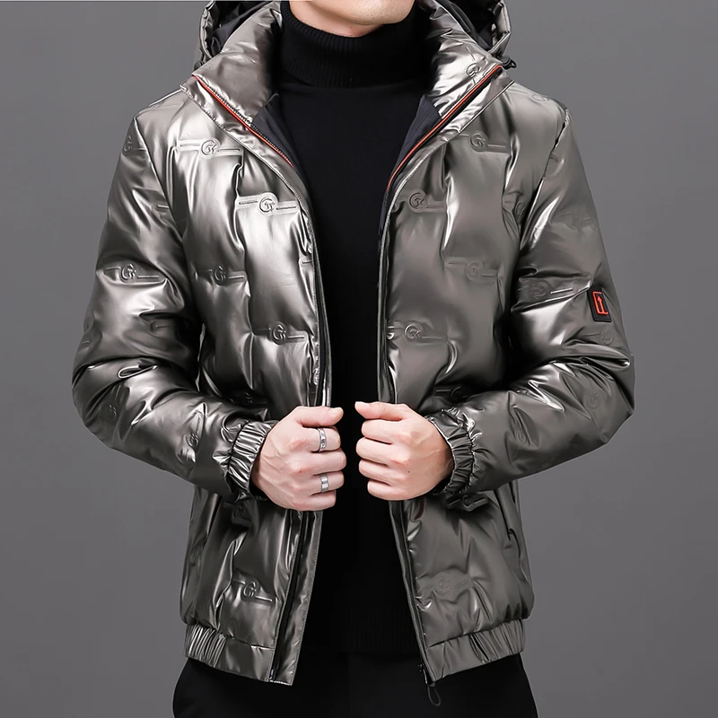 Bright Face Zipper Down Coats Hooded Warm Simple Trend Classic All-tie Fabric Warm Comfortable Skin-friendly Wear-resistant