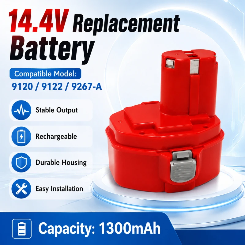 1300mAh Suitable for Makita 14.4V  Nickel Hydrogen Cadmium Battery 9120 9122 9267-A Electric  Tool  Endurance  Battery