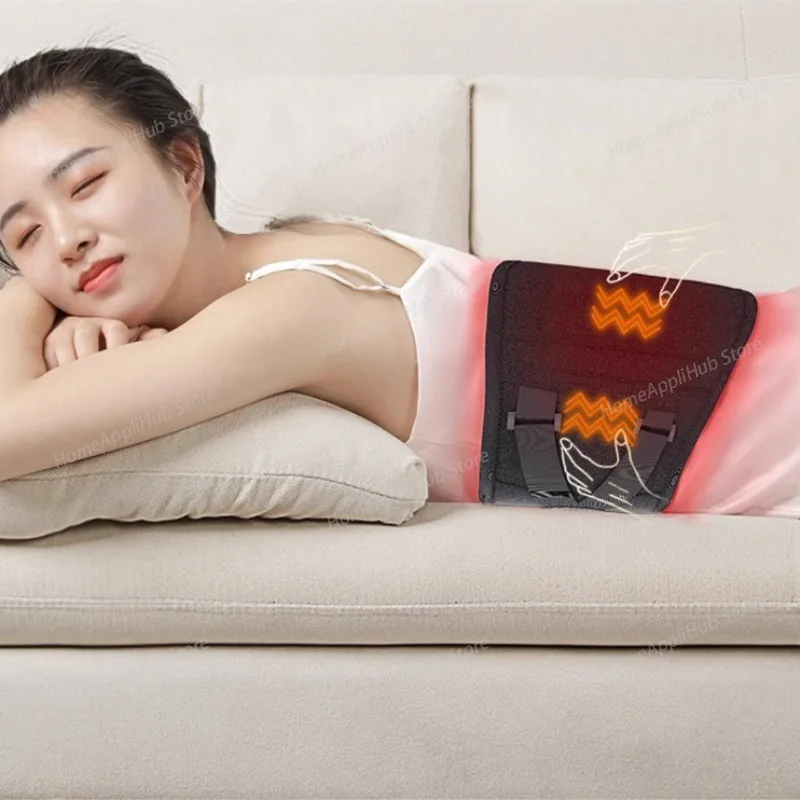 Heat Waist Belt Brace Massage Waist Vibration Hot Compress Massager Lumbar Care Promote Blood Circulation Relax Muscle