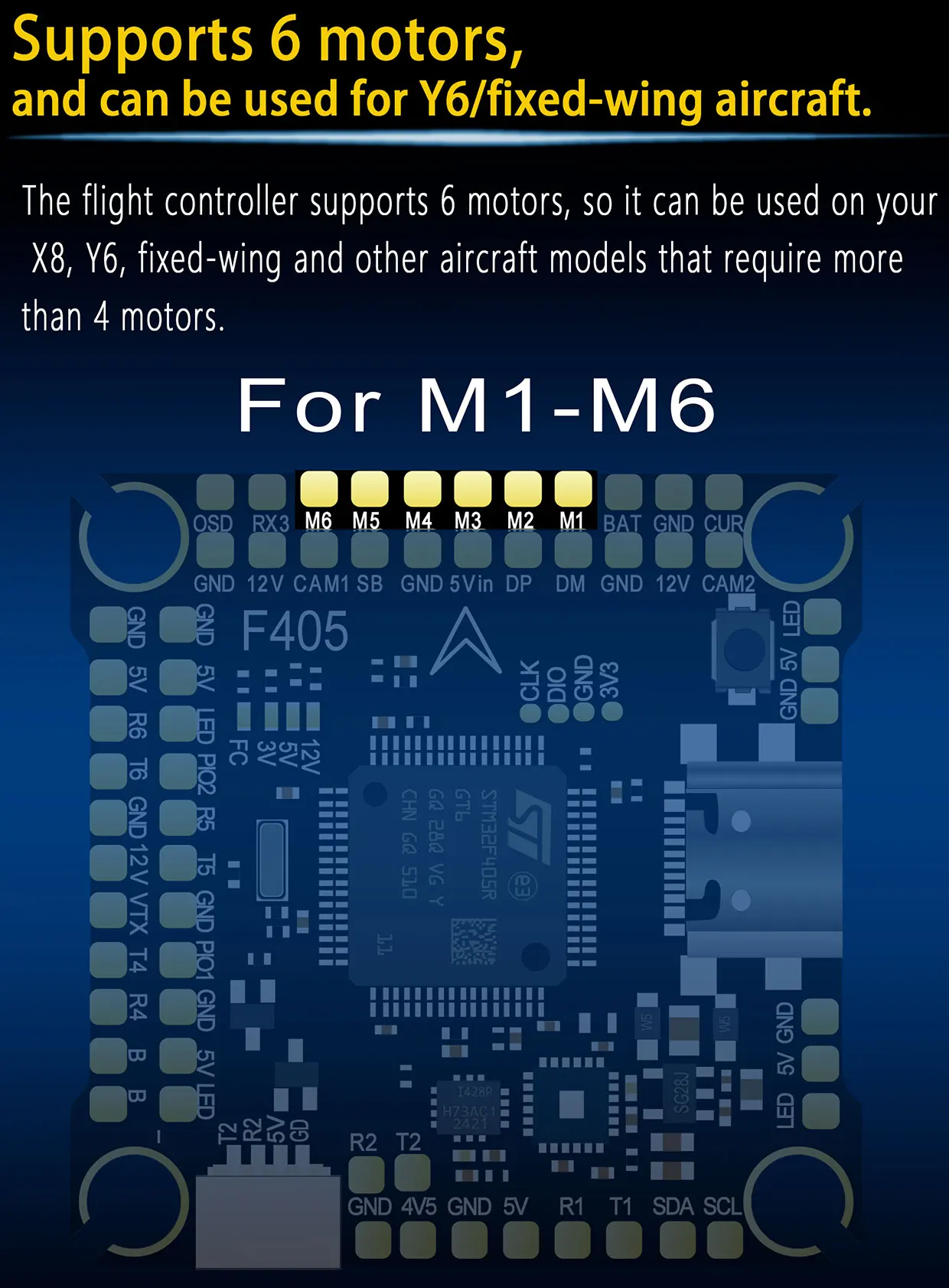 DAKEFPV F405 55A Stack 30,5X30,5mm ICM42688P BLS55A 4in1 ESC 3-6S FC&ESC INav Betaflight Konfigurierbar – Detail 8