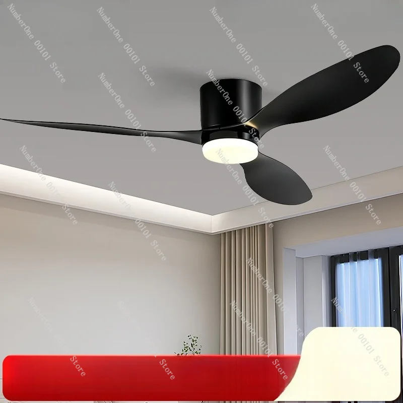 American Straight Leaf Ceiling Fan Light, Silent Variable Frequency Fan Lamp for Living Room Bedroom Dining Room