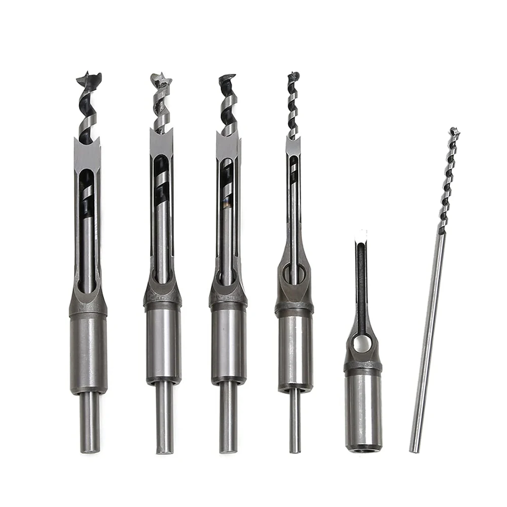 Agujero cuadrado Mortaja Cincel Broca Herramientas Carpintería Agujero Sierra Broca Set Twist Drill Bit Diferentes Tamaños 1/4 5/16 1/2 3/8 Pulgadas