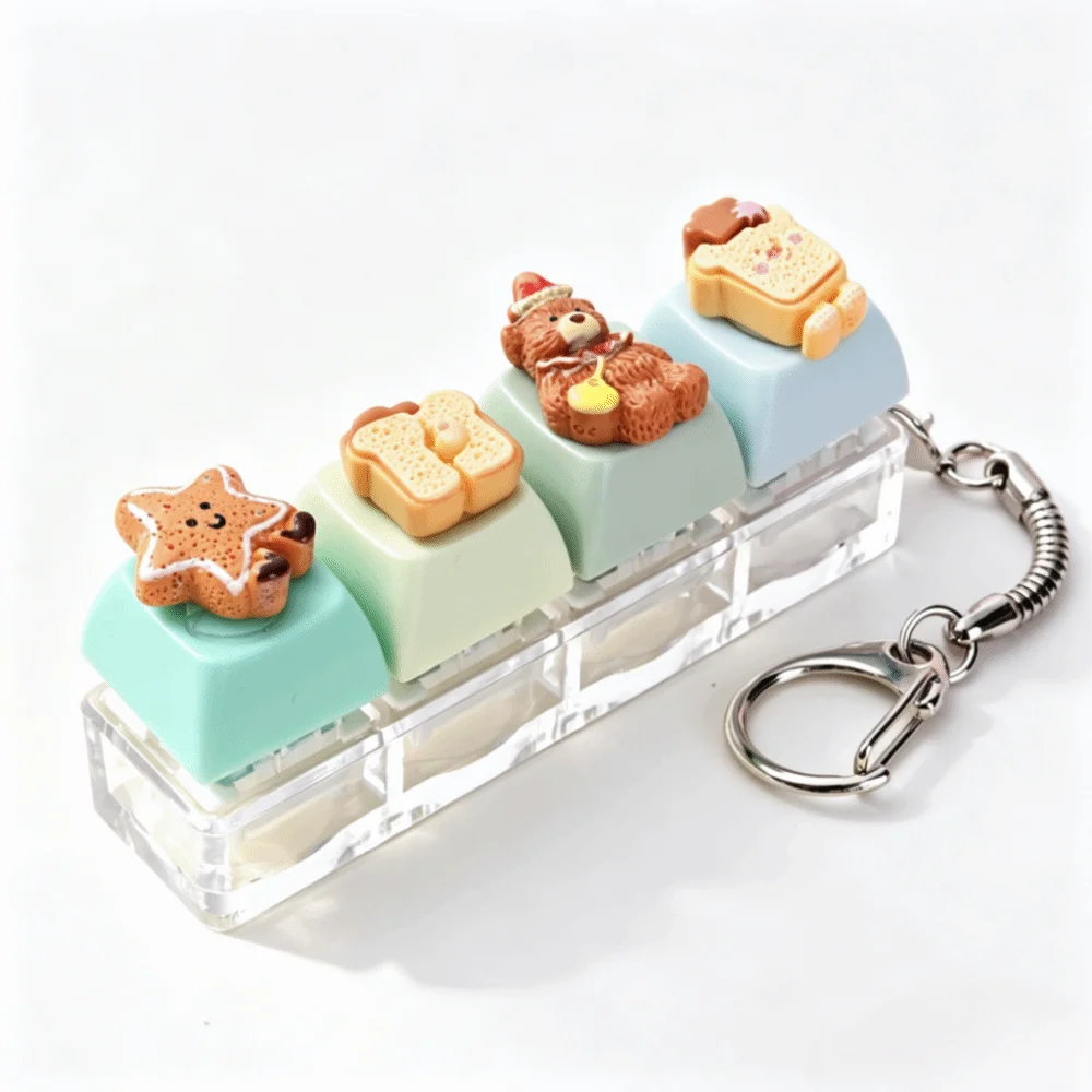 Mechanical Keycap Fidget Keychain Bear Keycap Clicker Button Keycap Keychain Finger Button Pass The Time