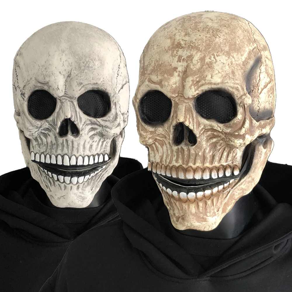 

Halloween Moveable Mouth Jaw Skull Mask Cosplay Horror Skeleton Killer Demon Latex Helmet Carnival Purim Party Costume Props