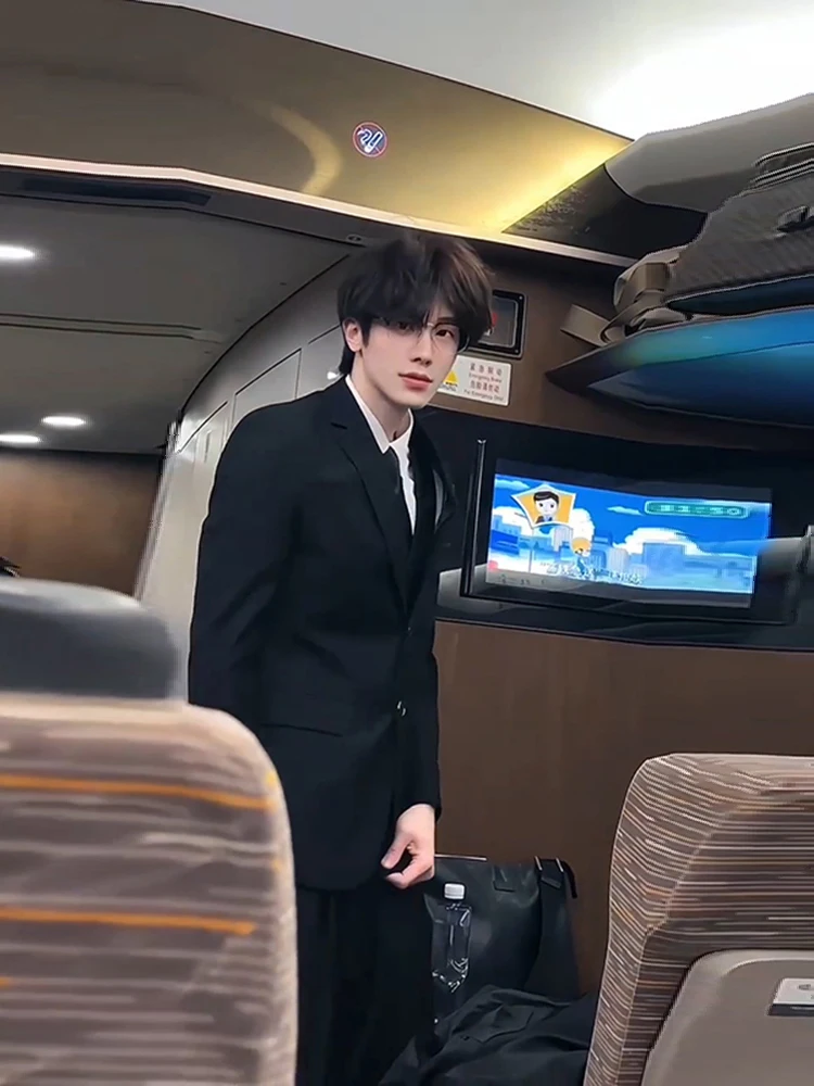 

Мужской костюм Bla Suit Jaet с наплечниками, английский стиль, молодежный тренд, весенняя модная повседневная одежда, плоский воротник, на одной пуговице