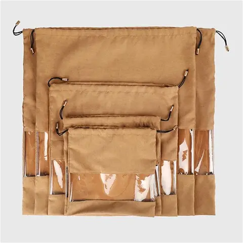 Bolsa antipolvo para bolso, bolsa de maquillaje para viajes de negocios, almacenamiento de ropa y zapatos, terciopelo con bolsa transparente con cordón para regalo