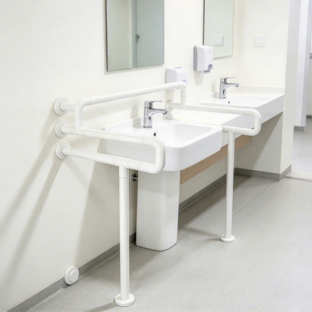 Custom Barrier-Free Bathroom Handrail Nylon Grab Bar Anti-Slip Stainless Steel L-Shaped Toilet Support Rail For Disabled