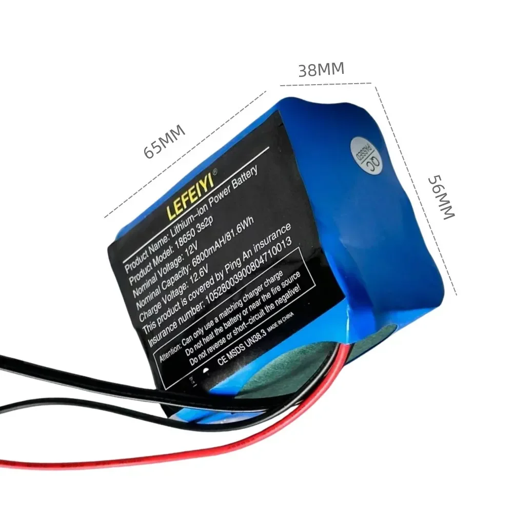 

18650 3S2P 12V6800mAh Original Li-ion Battery, DC 12.6V 6.8Ah, Rechargeable, CCTV, Camera Monitor Replacement Battery