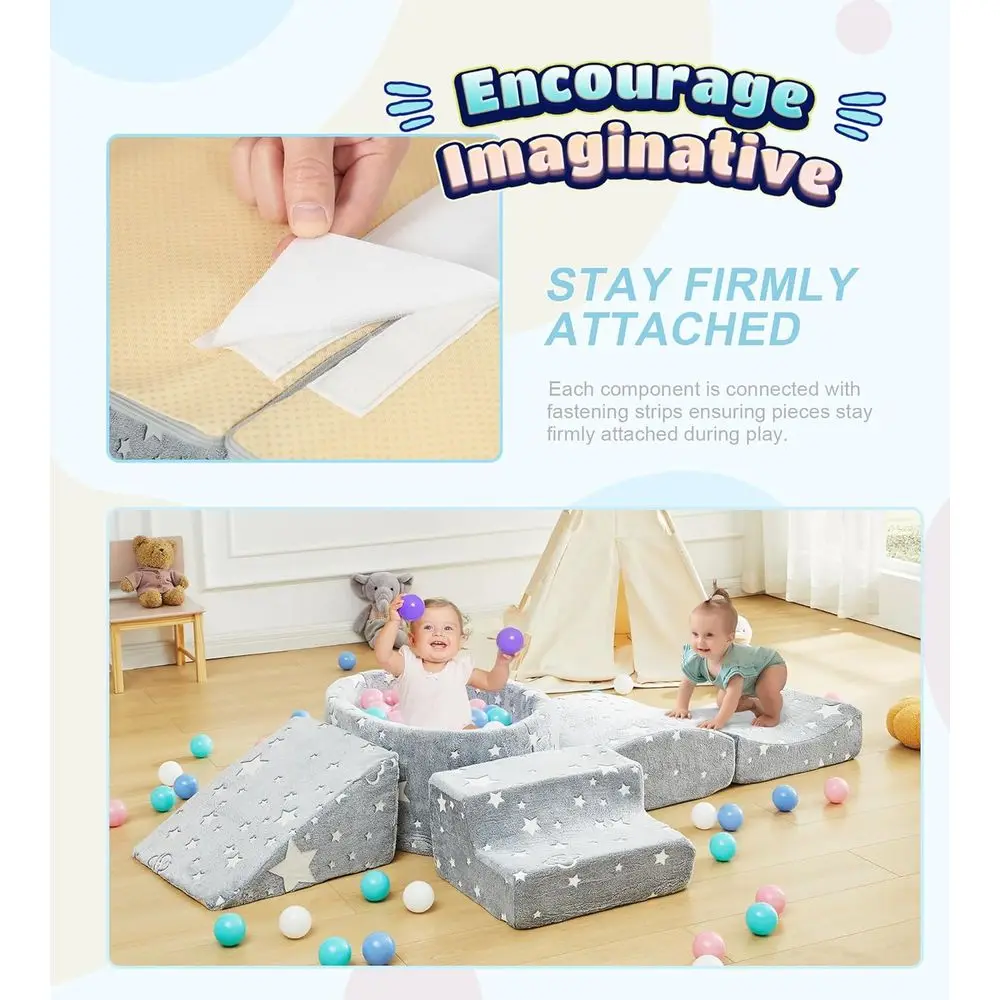 Bloques de escalada de espuma para niños pequeños con pozo de pelotas: centro de juegos interior ideal para niños activos de 1 a 3 años (bolas no incluidas)