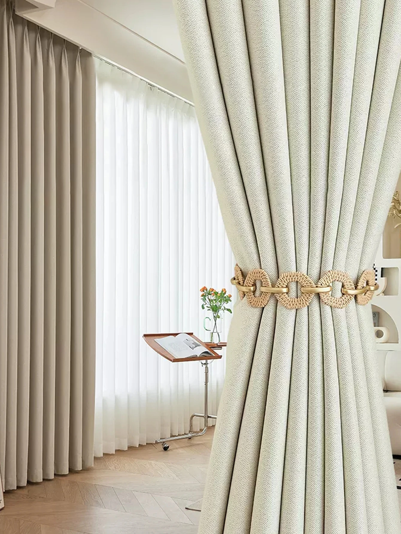 Cream Style Curtains, Bedroom Blackout, Living Room, High-end Feel, Light Luxury, Modern Simplicity, Cotton and Linen Warmth