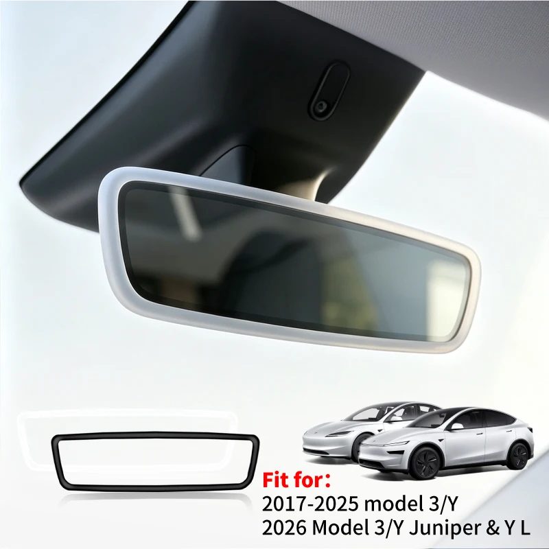 Rearview Mirror Protector Frame For Tesla Model 3 Y YL 2021-2026 Highland Juniper 360° Edge Protection Car Interior Accessories