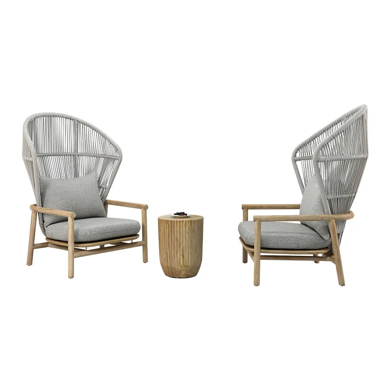 Sofa hotel high back chair commercial leisure rattan sofa coffee table three-piece set y
