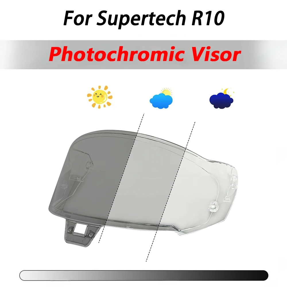 

For Alpinestars Supertech R10 helmet Photochromic Visor Anti-UV PC visor Lens hromic Smoke Dark Replacement Visor Accessories